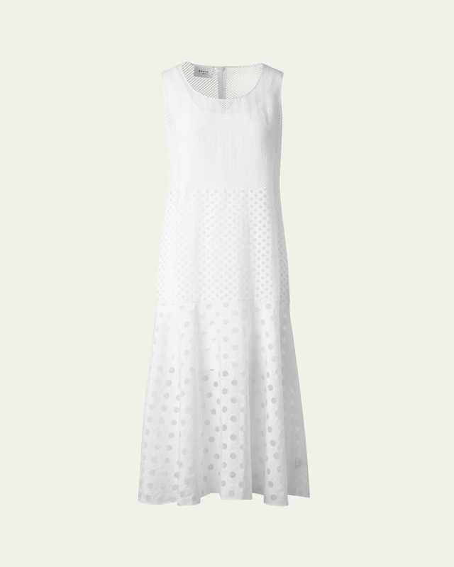 Polka Dot Organzino Sleeveless Midi Dress